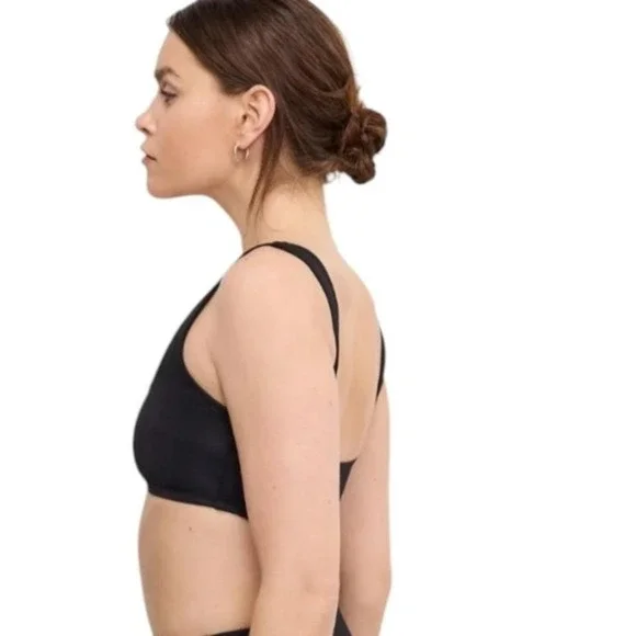 Good‎ American Black Square Neck Compression Swim Top NWT